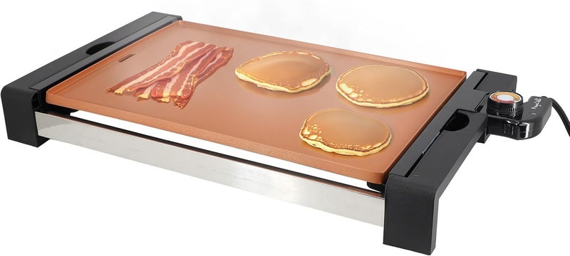 Mega chef Electric Grill with Copper Non-Stick Coating, Adjustable Temperature Control & Removable Drip Tray, Versatile Small Kitchen Appliance (21.63 Inch Grill) - Image 1